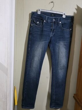 True Religion Men's Slim Straight Jeans in Dark Blue Used Size 33